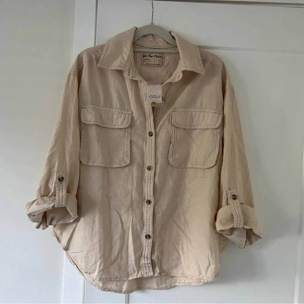free people Made For Sun Linen Shirt - Picture 5 of 6